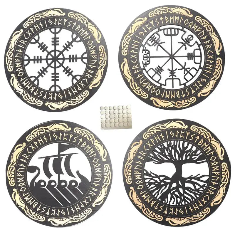 Arte Runas Viking Decorativa 4 Peças