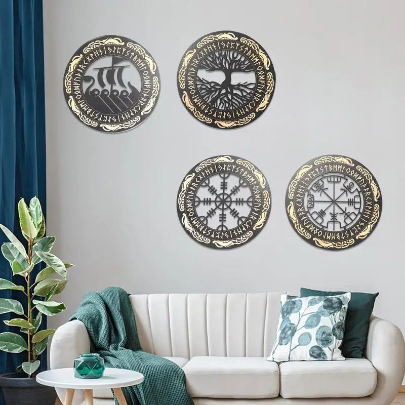 Arte Runas Viking Decorativa 4 Peças